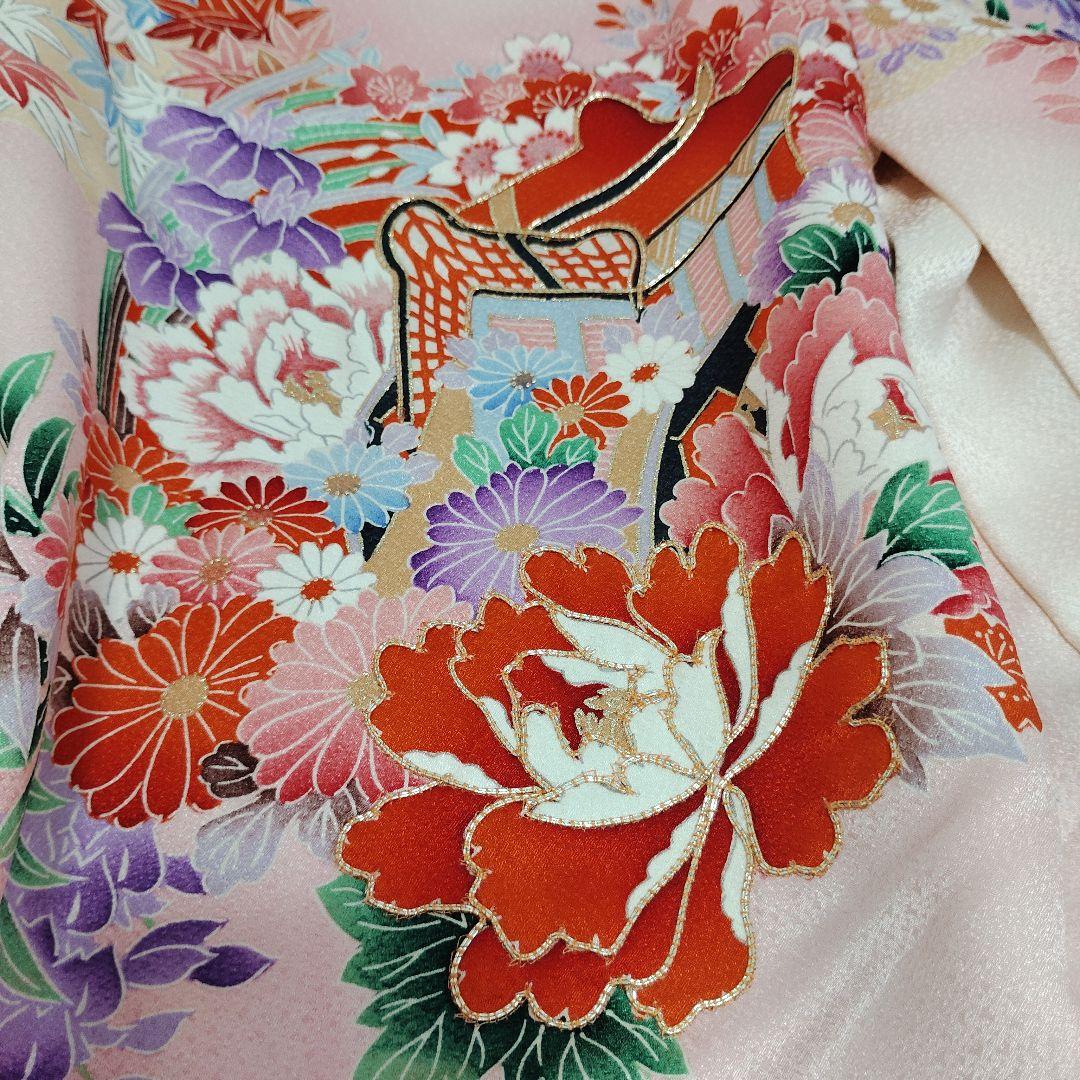 七五三 3歳 正絹 着物 被布 バッグ 草履 小物 セット 部分絞り