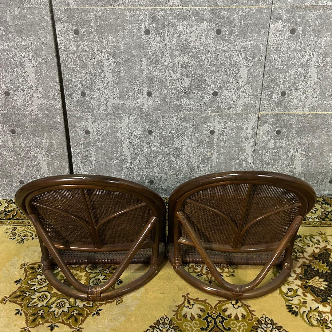 ꧁籐家具꧂ラタン座卓&座椅子2脚セット ガラス 食卓 机 椅子 いす イス
