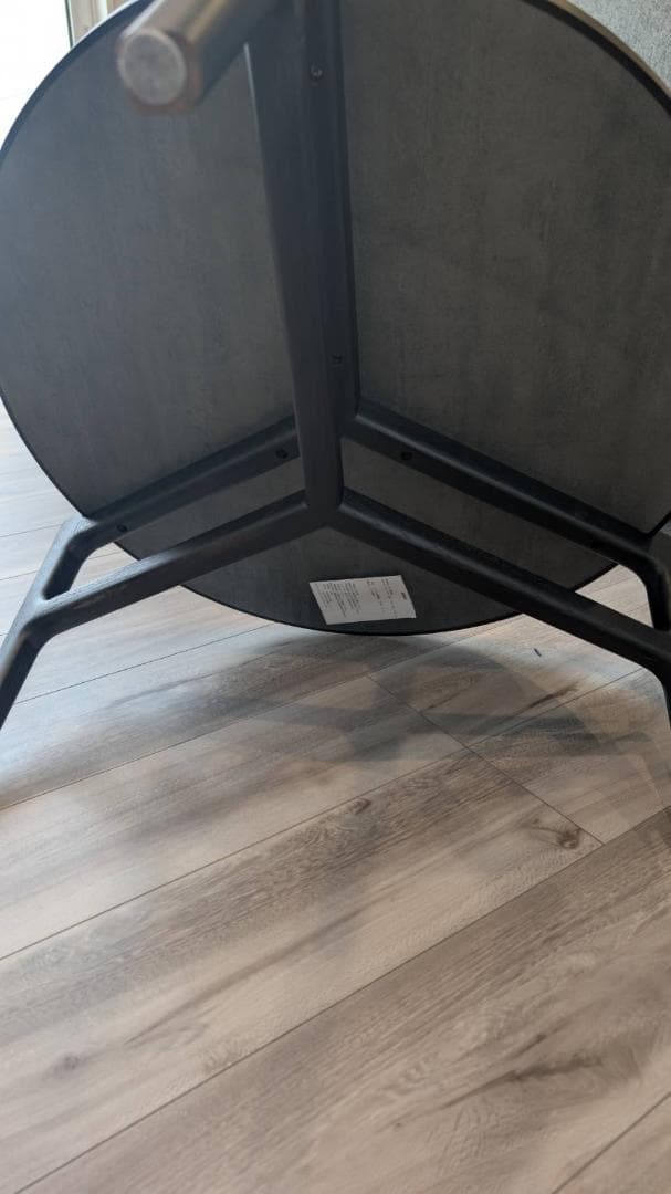 新品　円形センターローテーブル　天然木（オーク）ストーン柄　ブラック