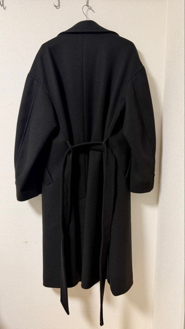 CLEL テックメルトン ルーズ ダブルチェスターコート ブラック S