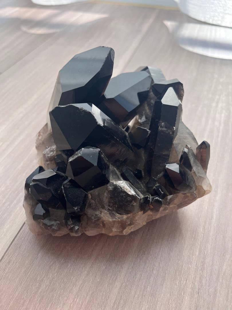 天然　黒水晶　クラスター　天然石　石　インテリア