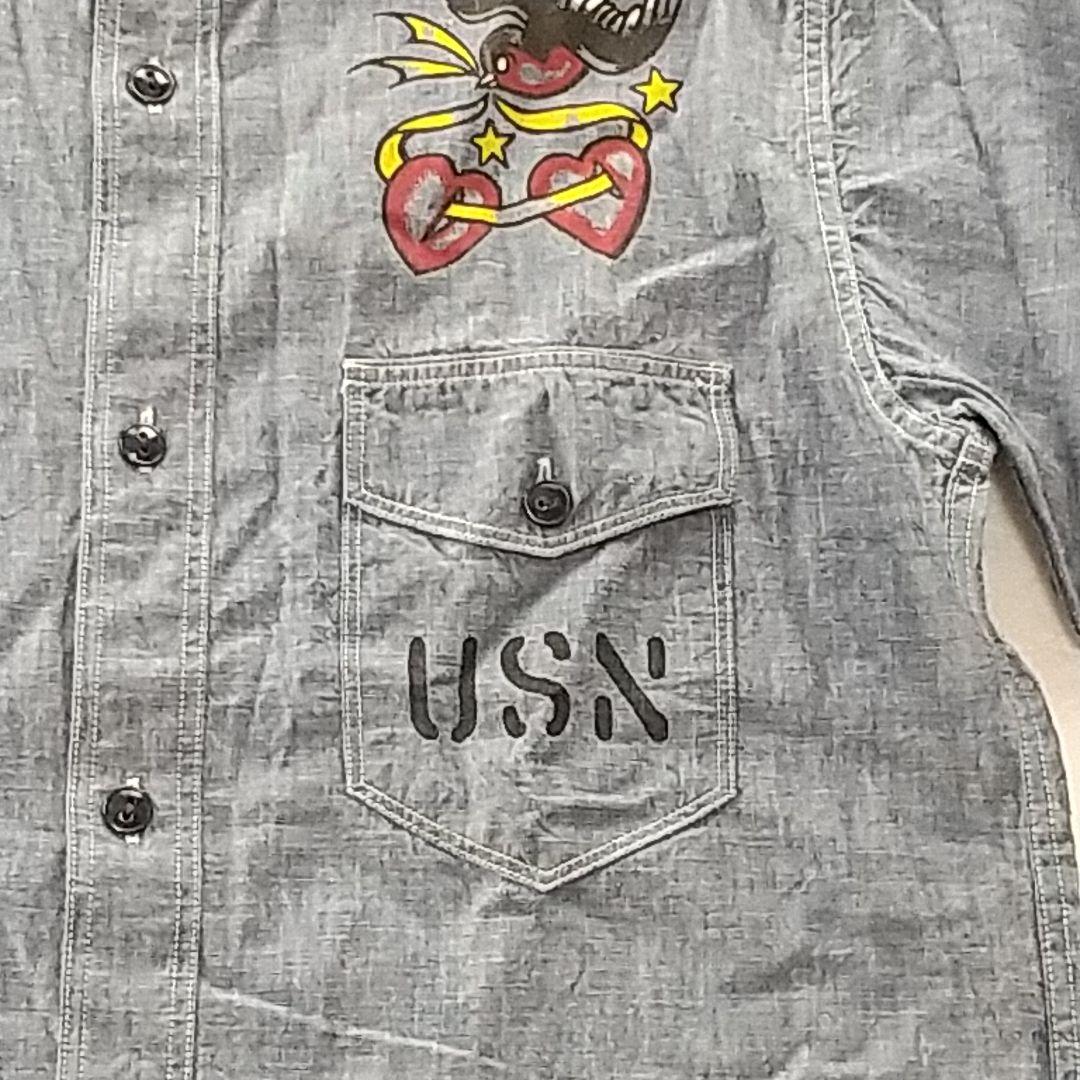 ザ リアルマッコイズ U.S.N シャンブレーシャツ SWALLOW サイズ15