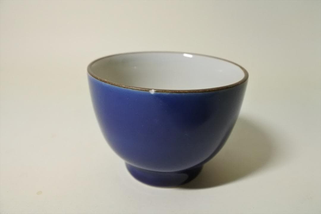 明治時代　瀬戸　瑠璃　猪口　６客組　骨董品　アンティーク　ｈ