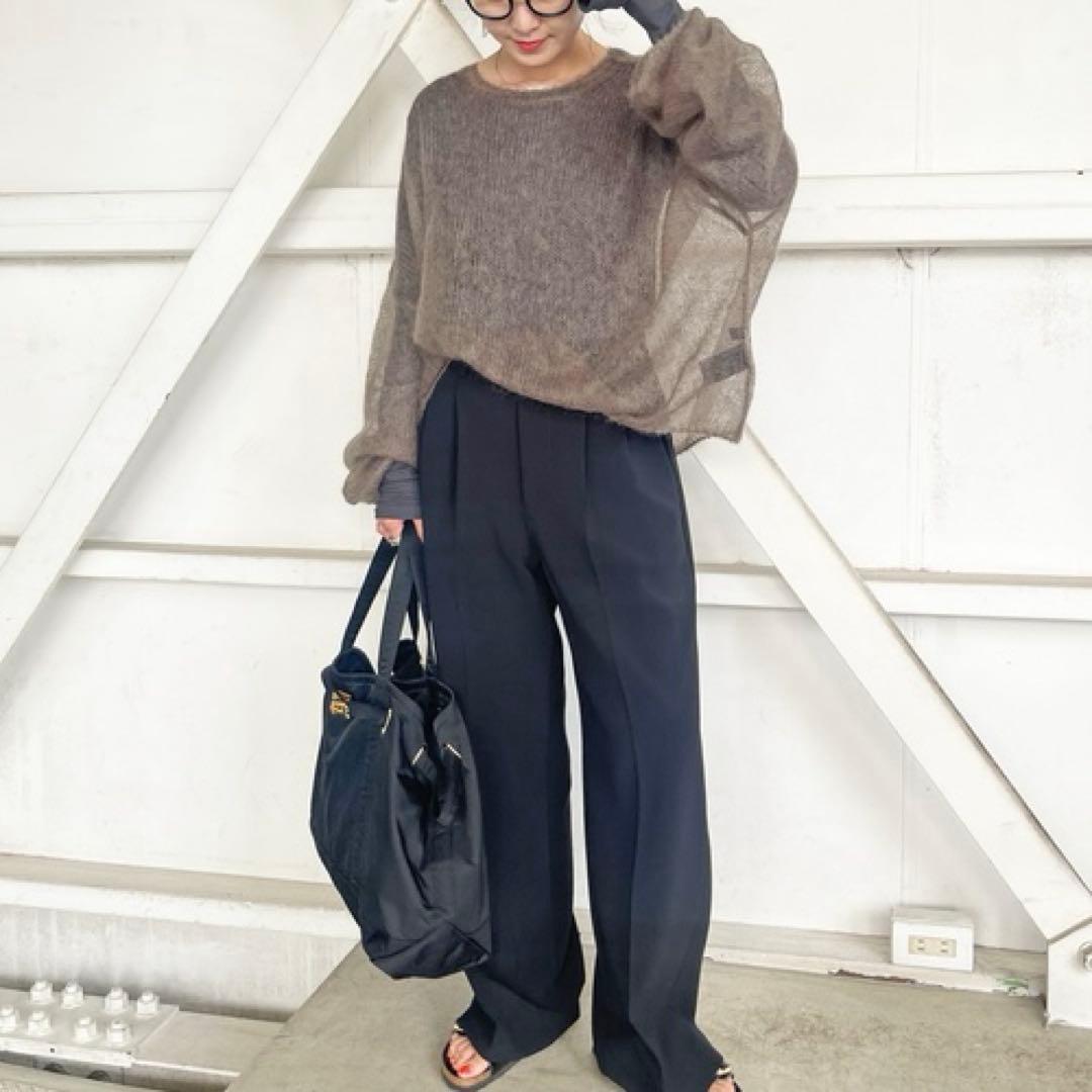 新品タグ付 スピック＆スパン モヘヤシースルールーズニット ブラウン