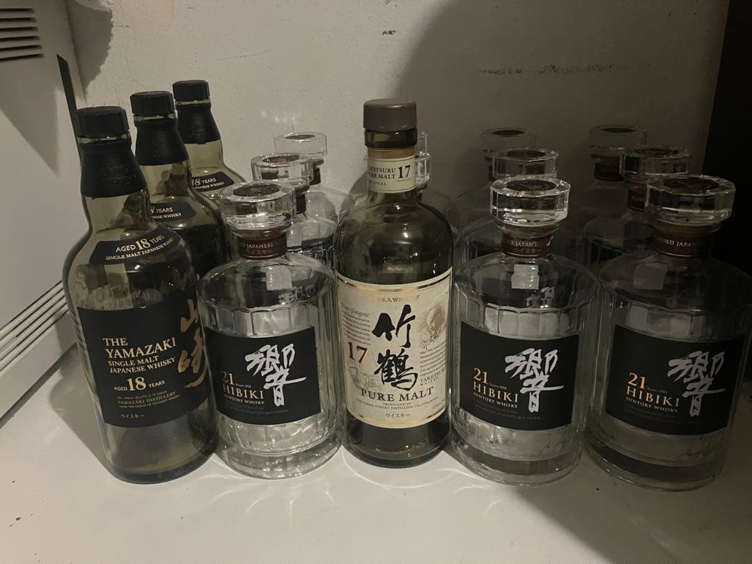 山崎18年3本　響21年11本　竹鶴17年1本　空瓶