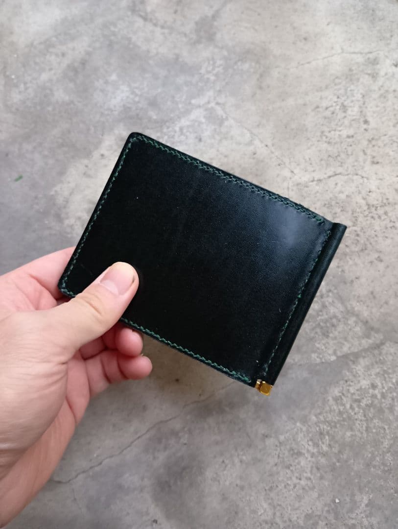 【ハンドメイド】（革の宝石）ルガトーレザーの小銭入れ付きマネークリップ