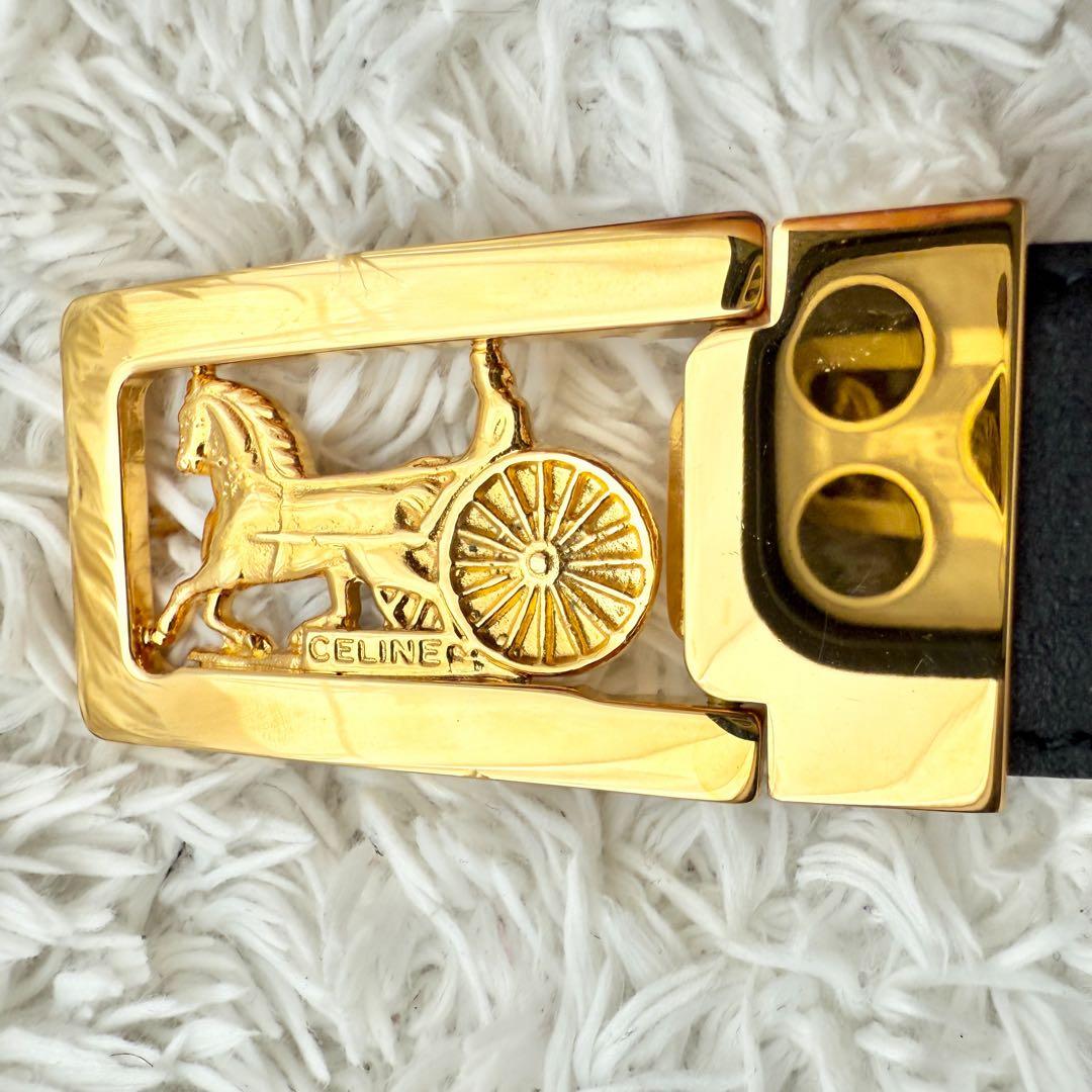 【美品】CELINE セリーヌ ベルト 馬車金具 ゴールド