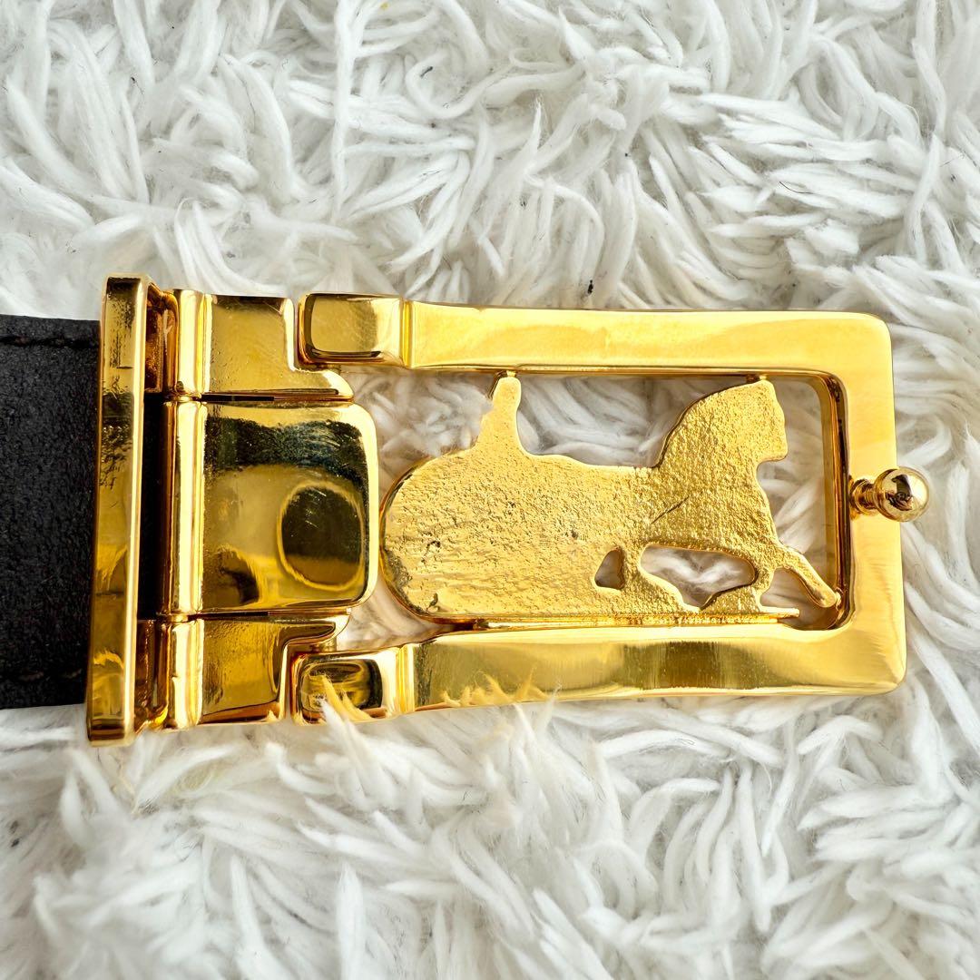 【美品】CELINE セリーヌ ベルト 馬車金具 ゴールド