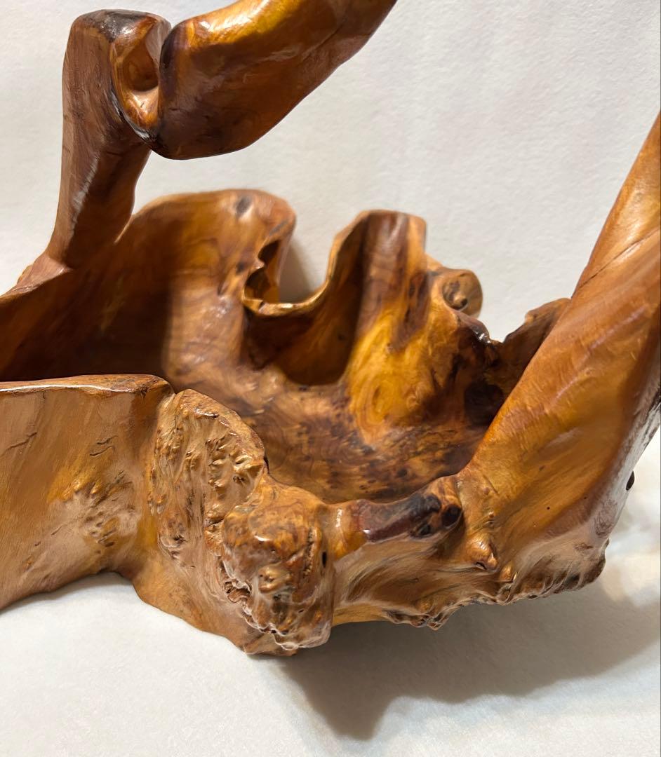 刳り貫き バスケット 籠 くりぬき 木製 工芸 木工芸