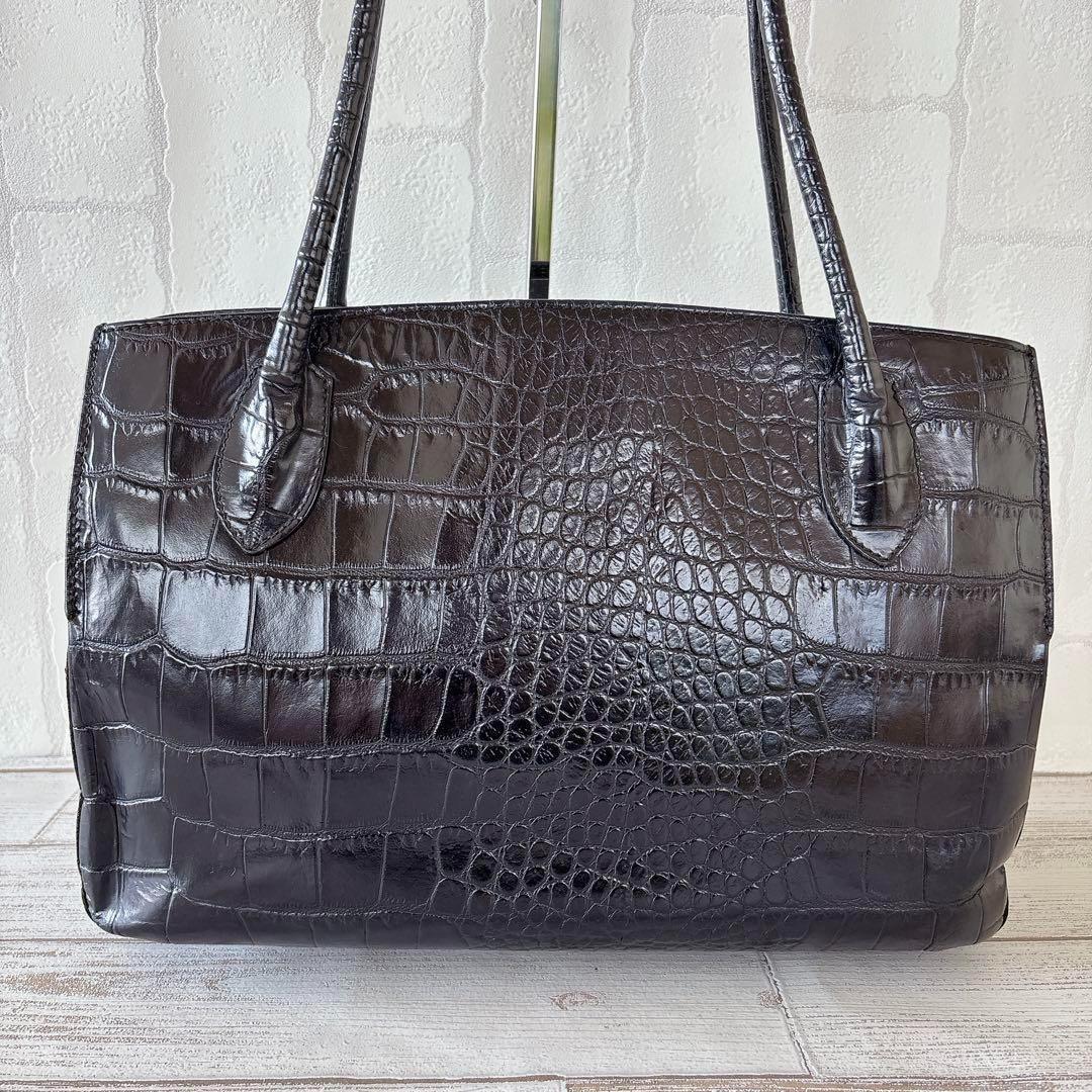 美品✨フルラ FURLA トートバッグ ビジネス 肩掛け クロコ型押し 黒