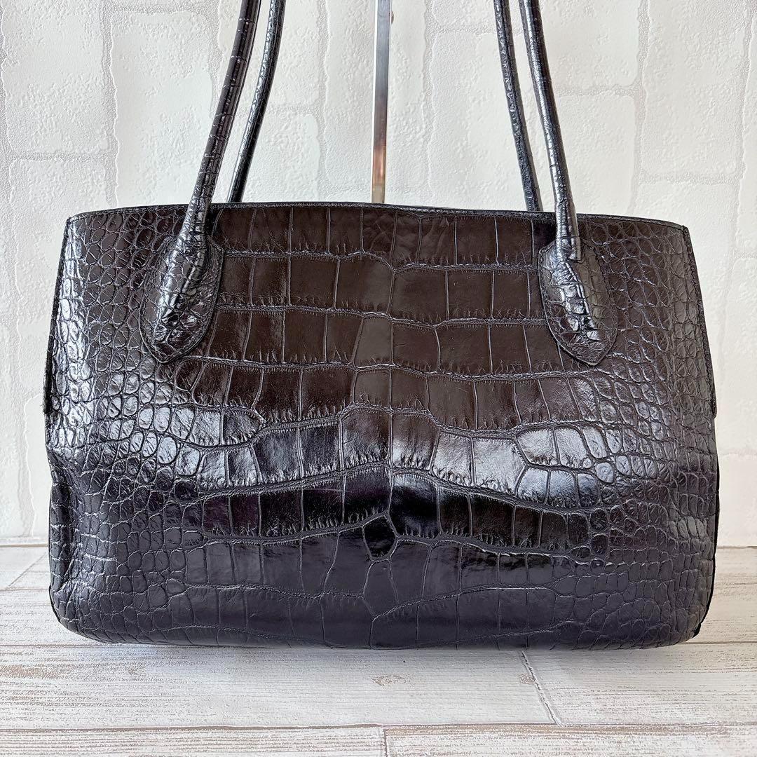 美品✨フルラ FURLA トートバッグ ビジネス 肩掛け クロコ型押し 黒
