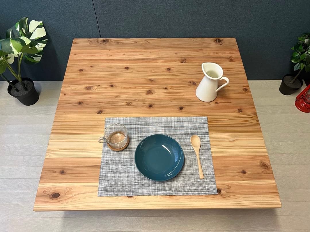 【送料無料】 ローテーブル 正方形 90cm 杉 ナチュラル 棚付き