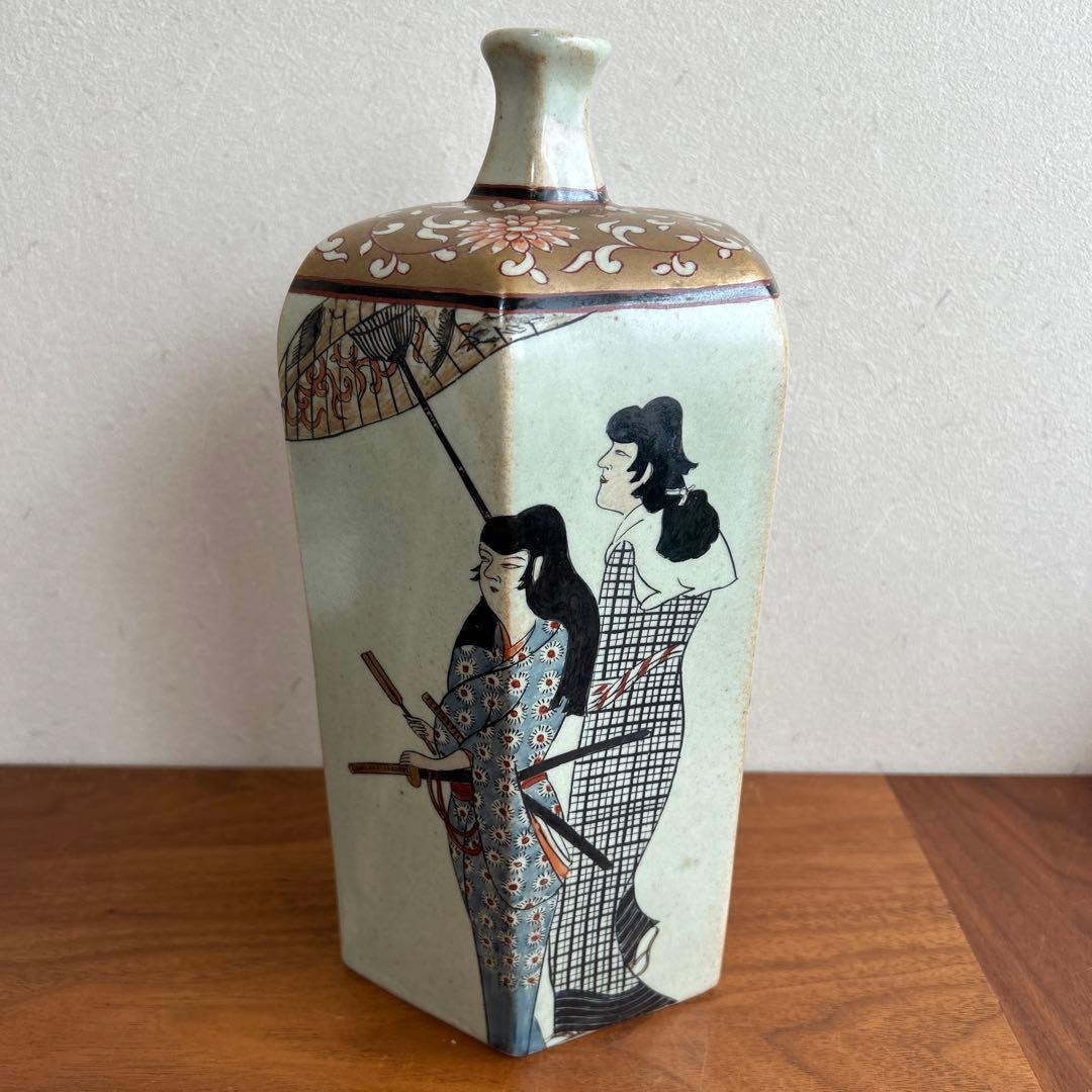 有田焼 円左エ門 美人絵 六角瓶 花瓶 高さ約26cm／飾り壺／インテリア