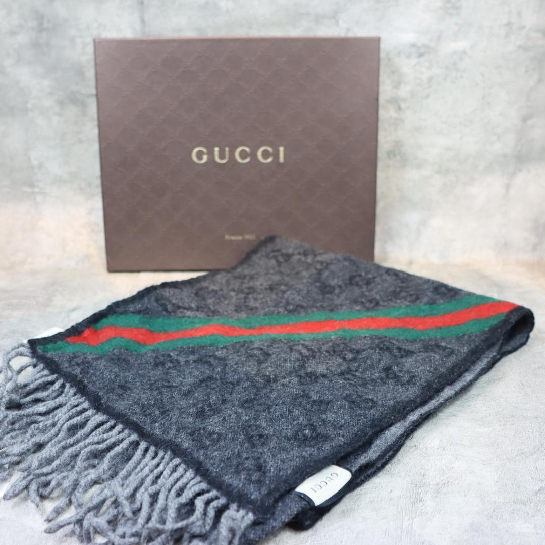 GUCC Iグッチ マフラー シェリーライン ウール アルパカ 箱付