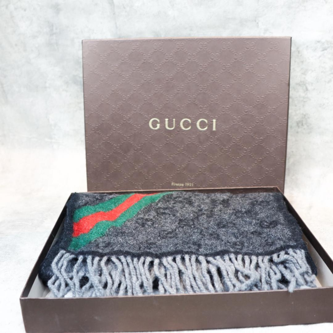 GUCC Iグッチ マフラー シェリーライン ウール アルパカ 箱付