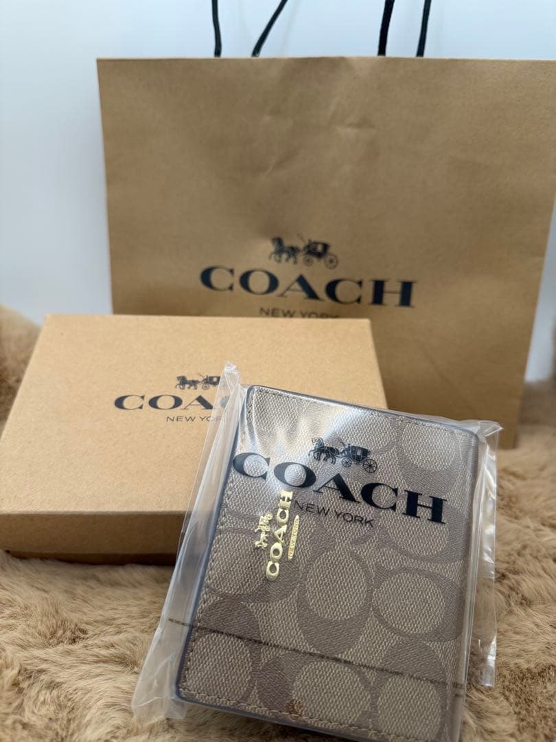 レイチェル COACH コーチ 二つ折り財布 シグネチャー 箱付き