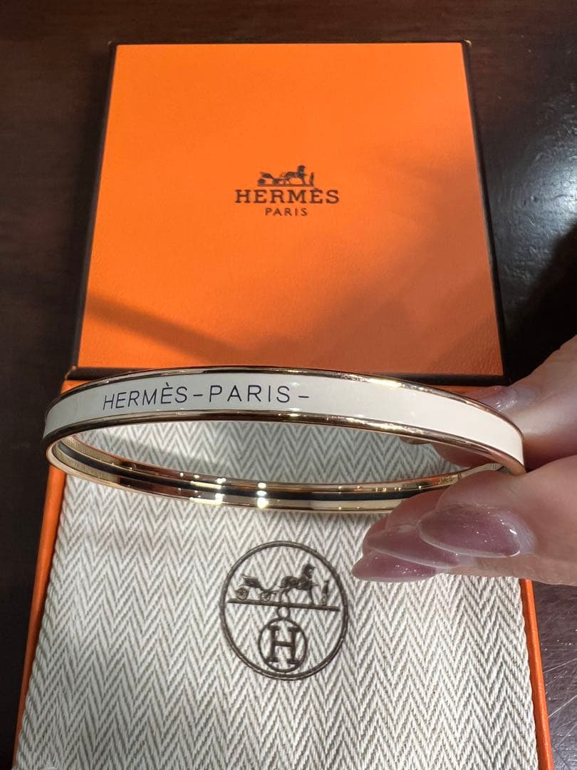 HERMES エルメス ユニ エナメル バングル ブレスレット　サイズS