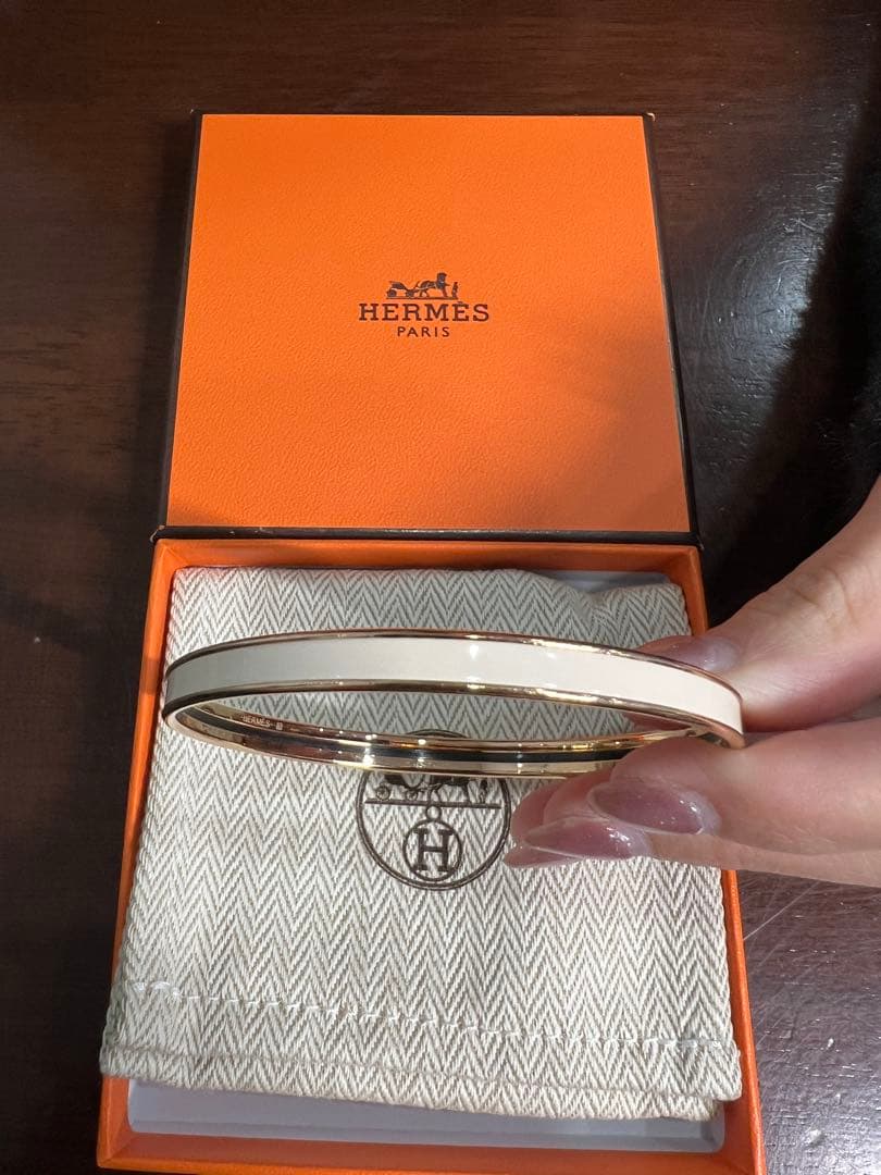 HERMES エルメス ユニ エナメル バングル ブレスレット　サイズS