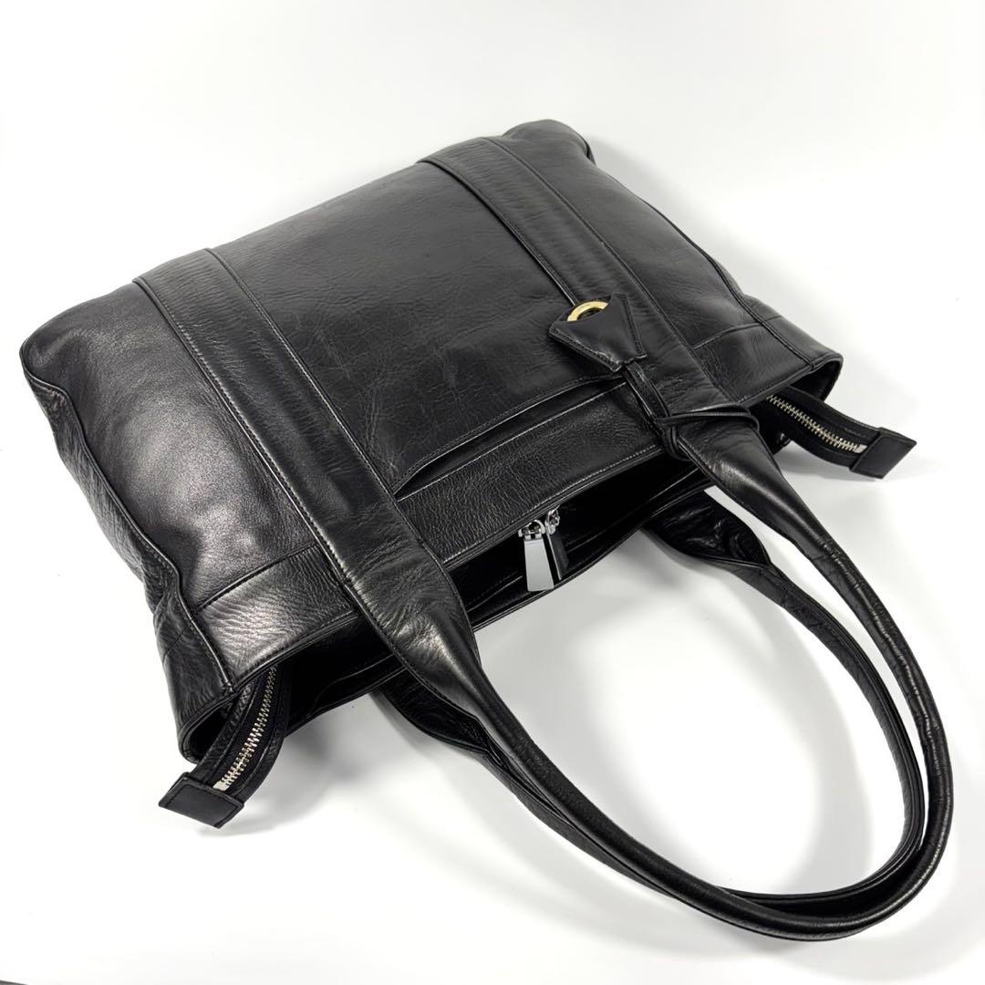 ✨極美品✨アニアリ トートバッグ アンティークレザー A4可 カモフラ ブラック