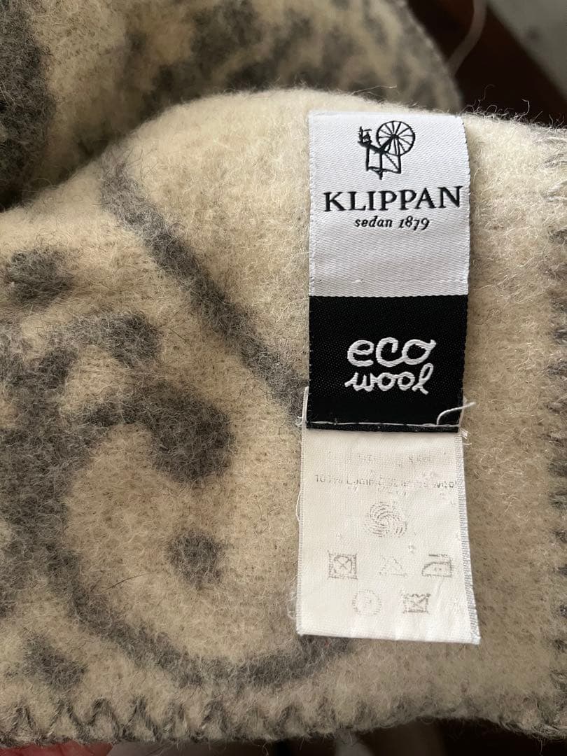 クリッパン ラムウールブランケット ふくろう柄 グレー130 x 180