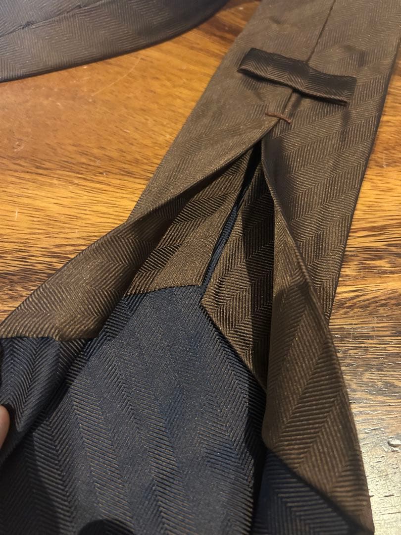 マリネッラ ブラウンヘリンボーンネクタイ