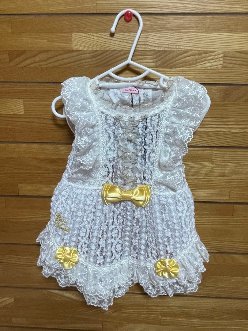 きゃんナナ 犬服 サマーレースワンピース Ｌサイズ イエロー