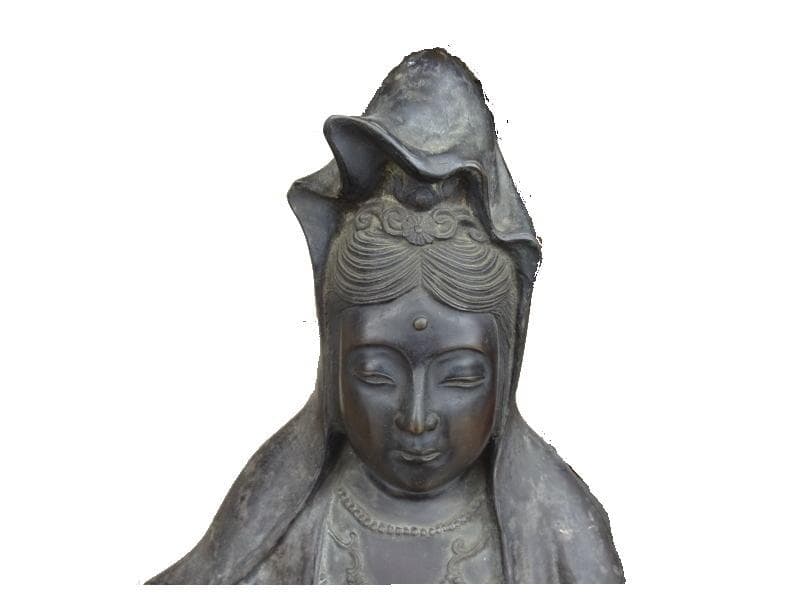 観音菩薩像　銅製　高さ93㎝　ブロンズ像　古美術　旧家蔵出し
