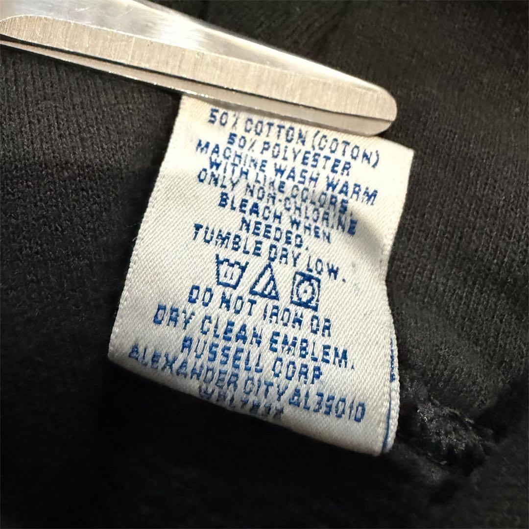 90s RUSSELL ブラック 無地フーディー USA製 サイズM