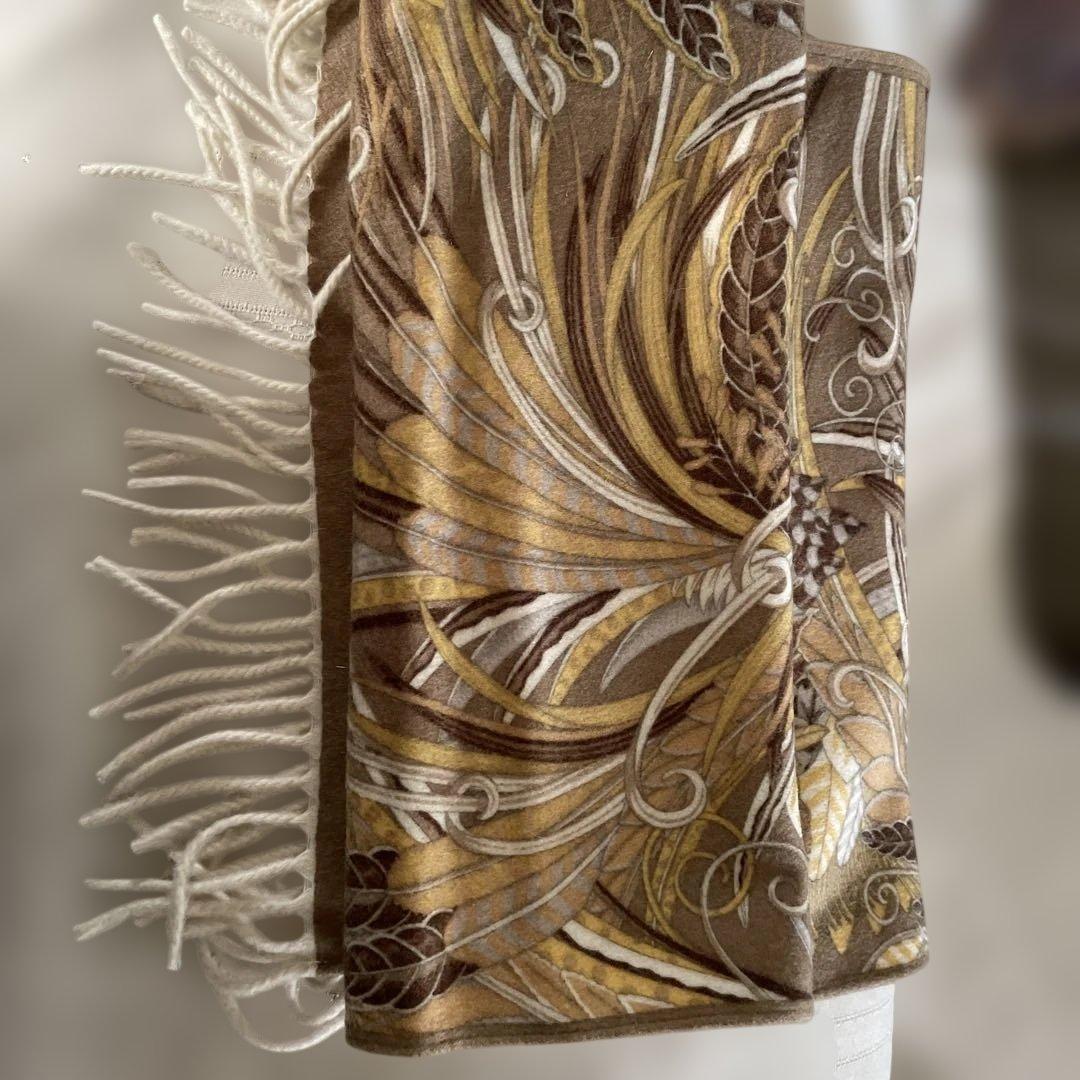 カシミア　１００％　ストール ブラウン・ゴールド系