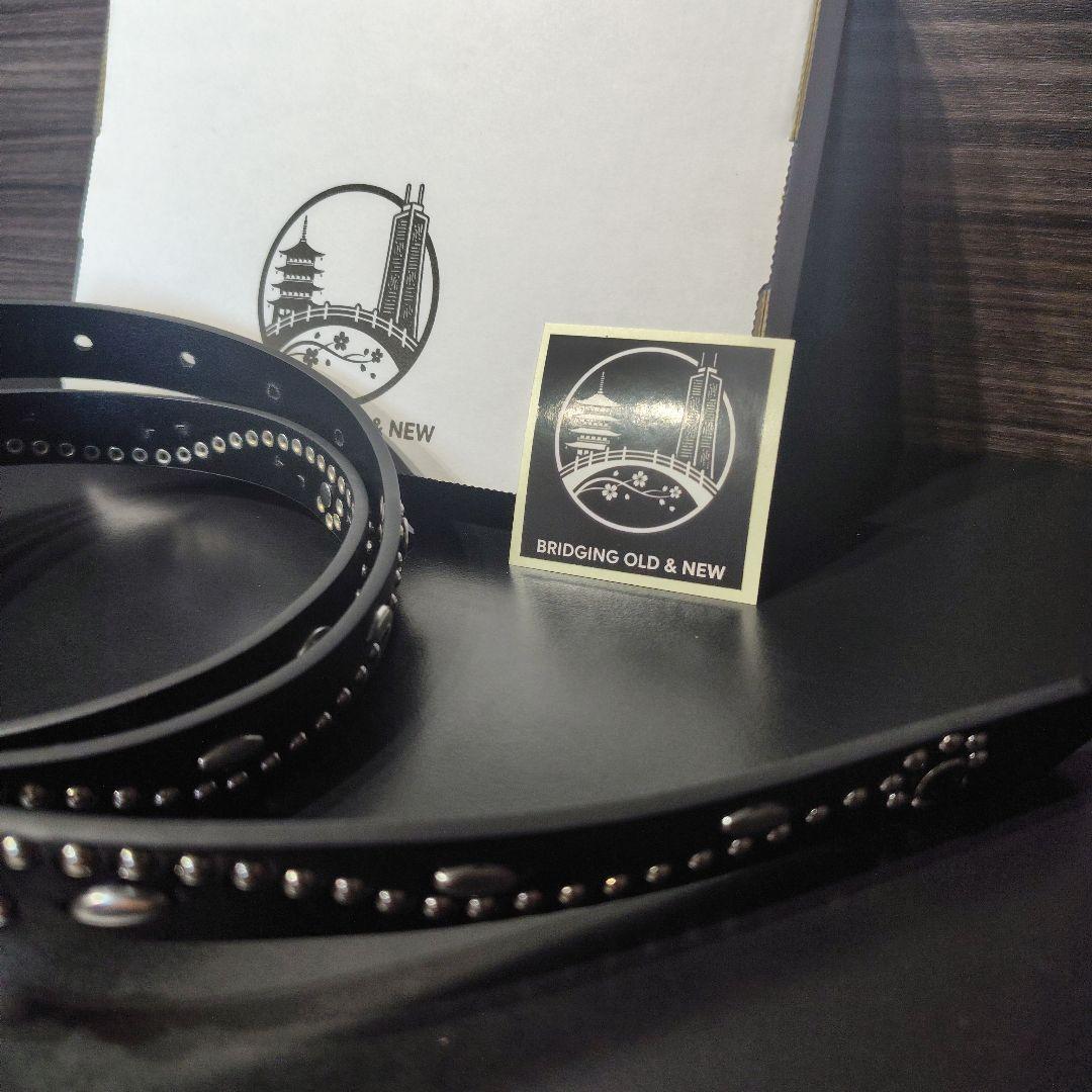 フラワー銀■本革レザーフルスタッズナローベルト☆アメカジ古着ヴィンテージキムタク