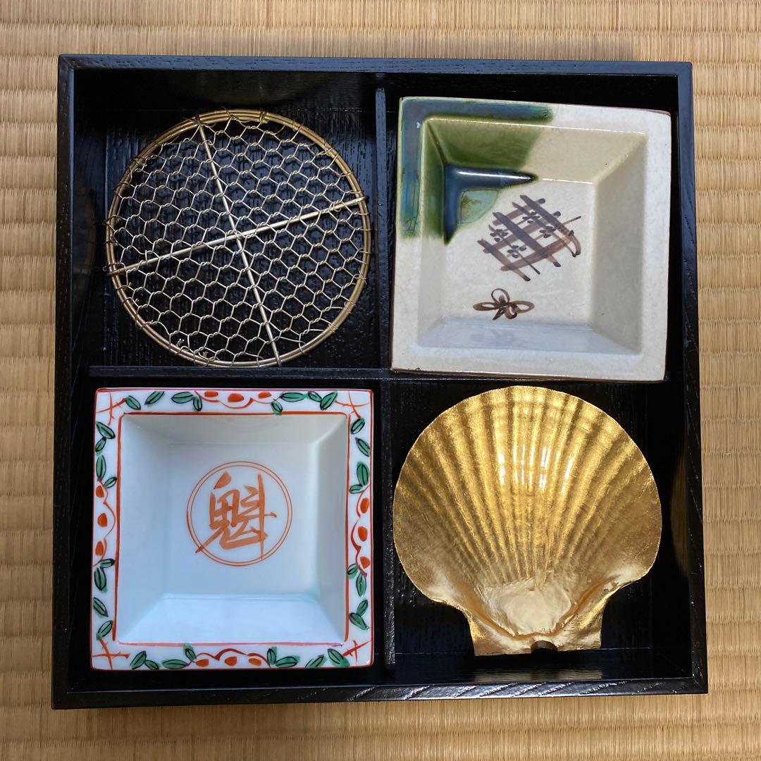 お値下げ松花堂弁当　金箔貝皿付き　五客　Ｂ