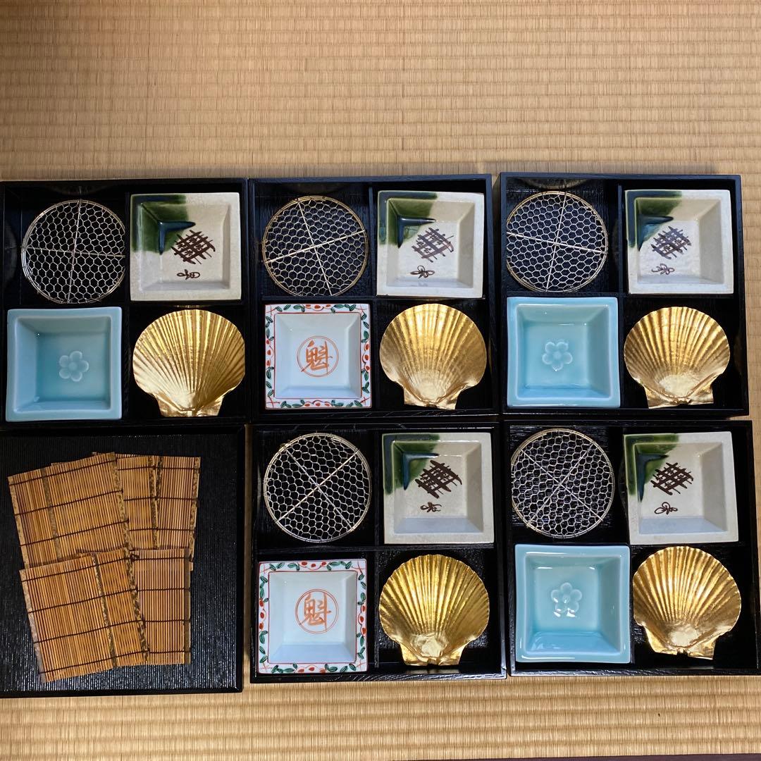 お値下げ松花堂弁当　金箔貝皿付き　五客　Ｂ