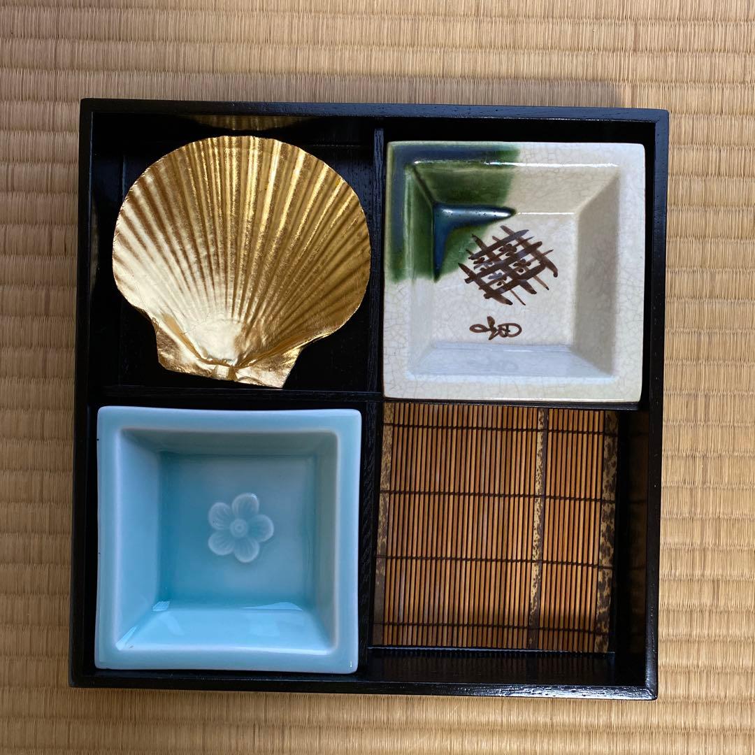 お値下げ松花堂弁当　金箔貝皿付き　五客　Ｂ