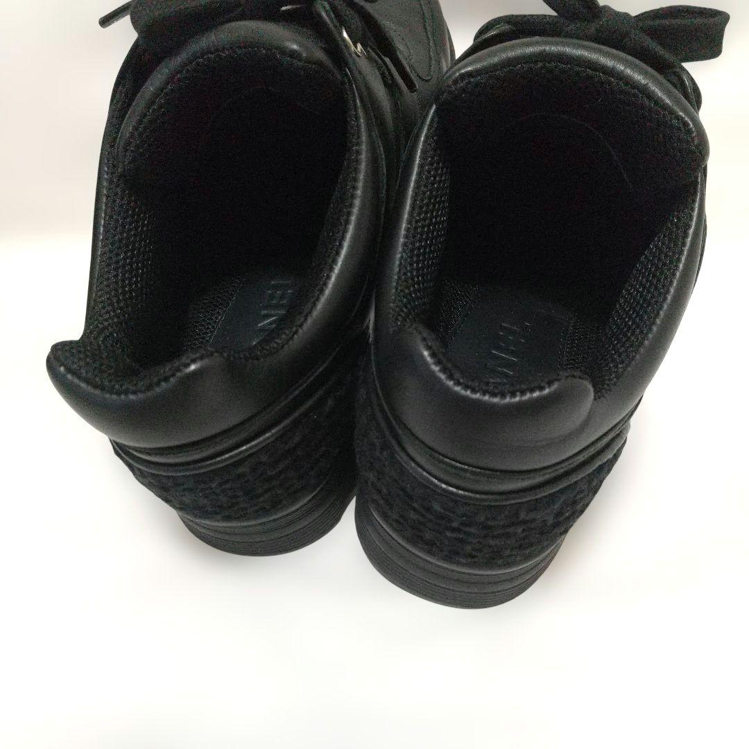 美品 CHANEL ブラック レザースニーカー 37 (24cm)