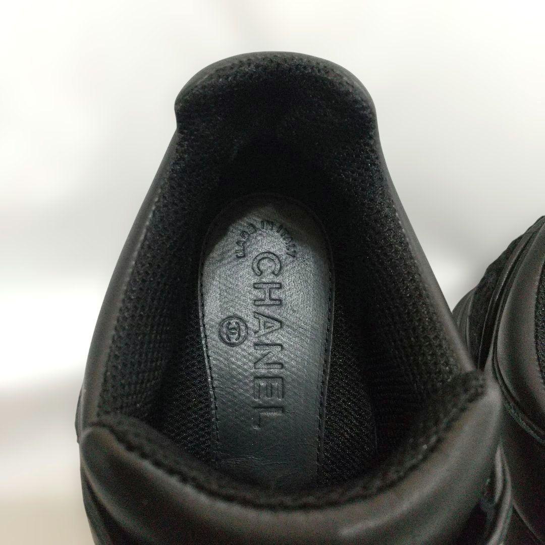 美品 CHANEL ブラック レザースニーカー 37 (24cm)