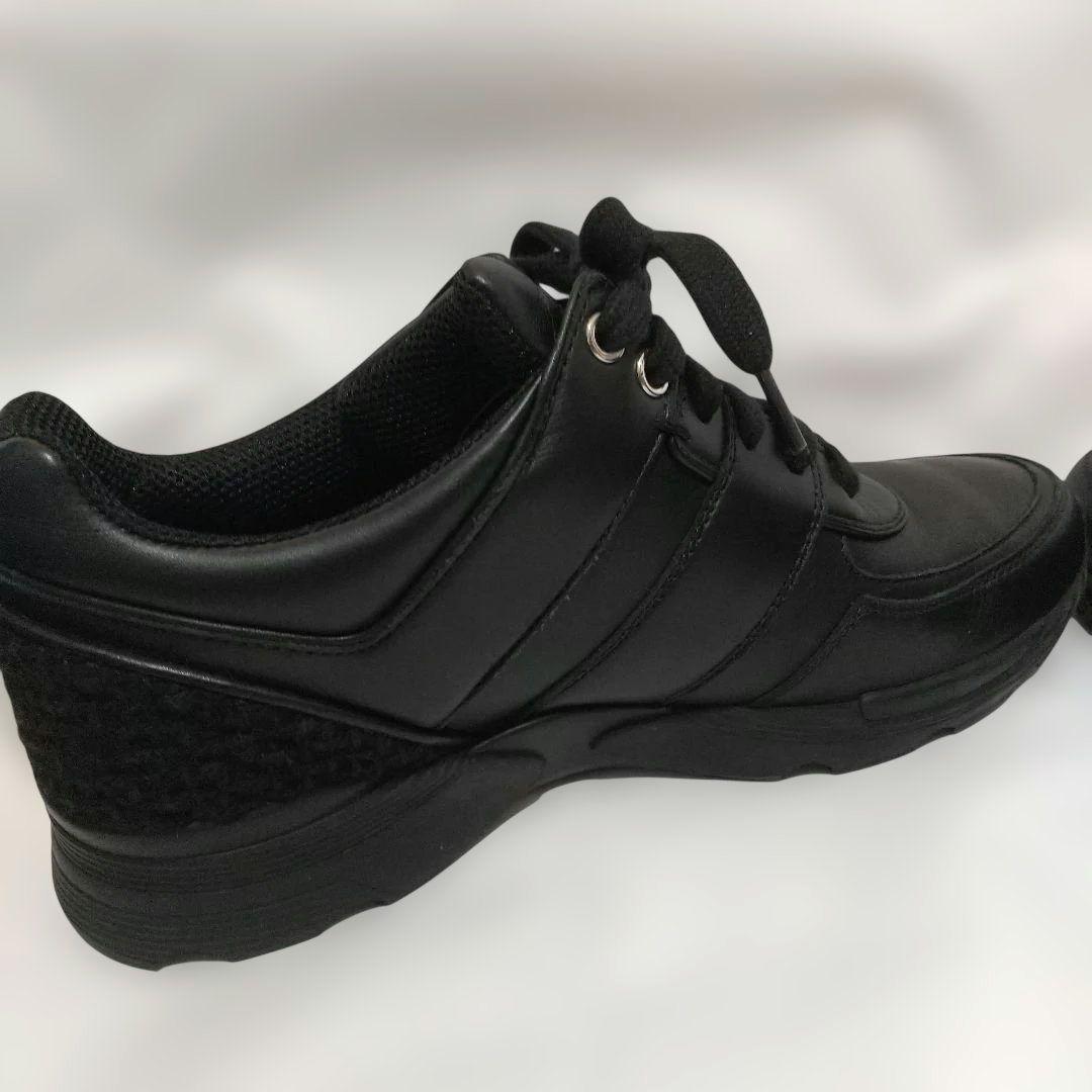 美品 CHANEL ブラック レザースニーカー 37 (24cm)