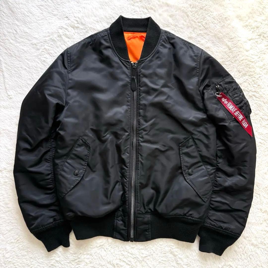 ✨MA-1！ALPHA INDUSTRIES L ブラック リバーシブル 短丈