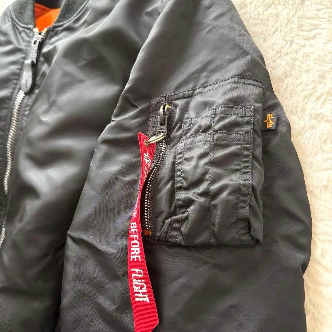 ✨MA-1！ALPHA INDUSTRIES L ブラック リバーシブル 短丈