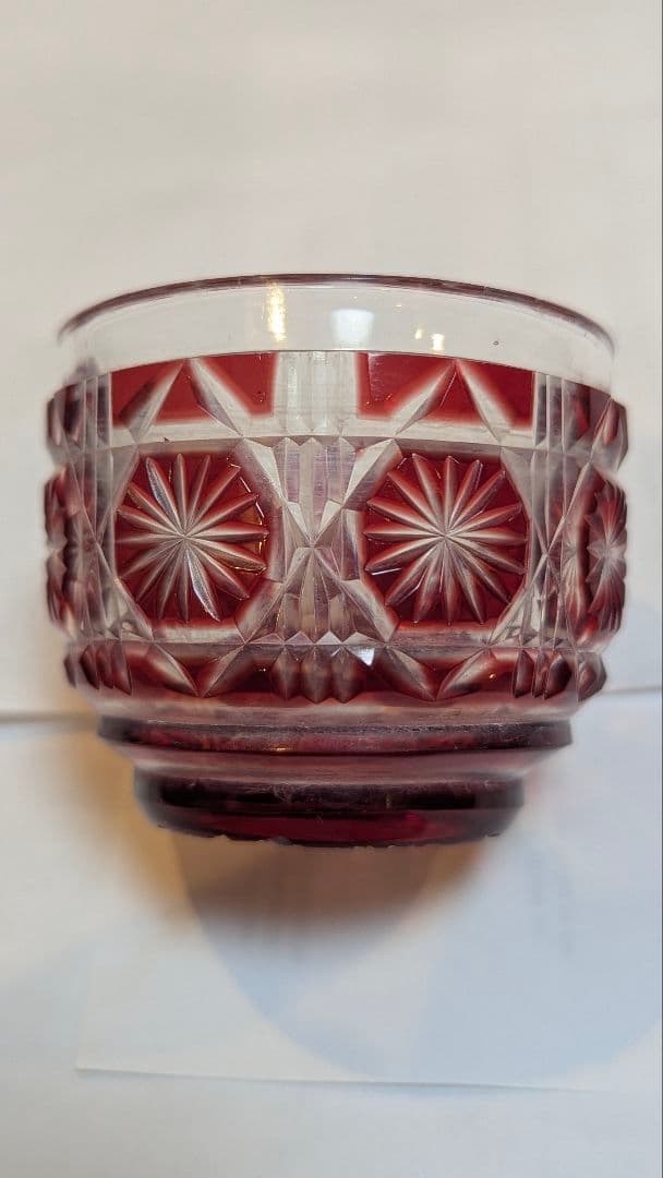 薩摩切子　猪口　八角籠目　刻印あり　ぐい呑み　島津　薩摩十字　訳あり