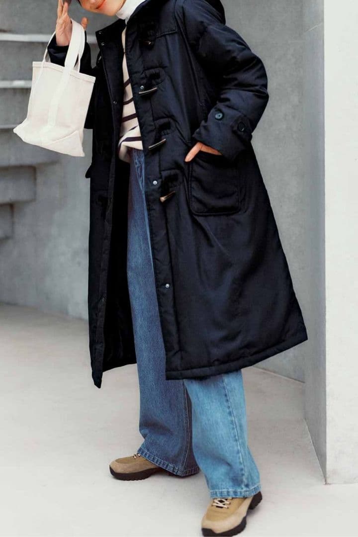 ★フェリシモ♪撥水ネイビーロングダッフルダウンコート★新品未使用