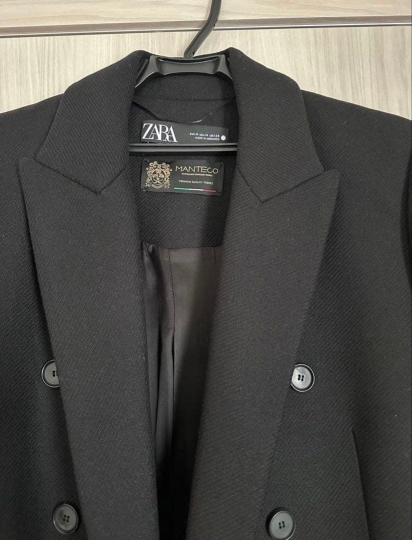 【MANTECO社コラボ】ZARA ブラック ダブルブレスト ロングコート M