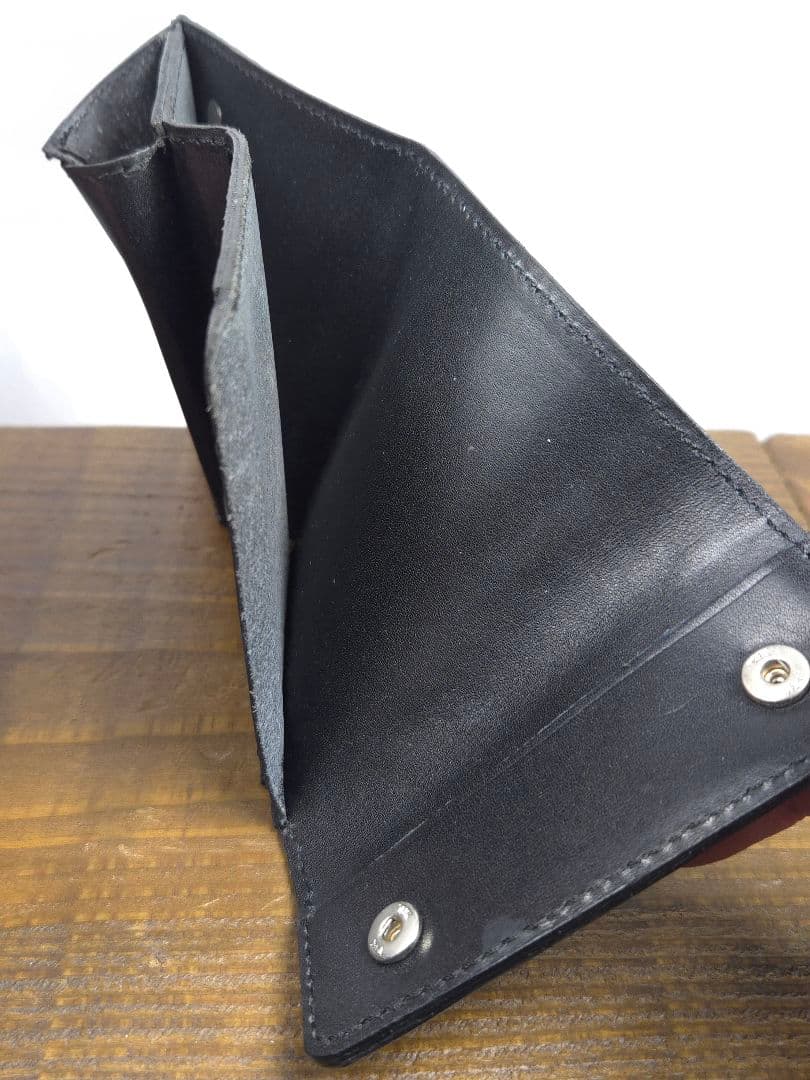 三つ折りミニウォレット　ブラック　エレファント　ゾウ革　S'FACTORY