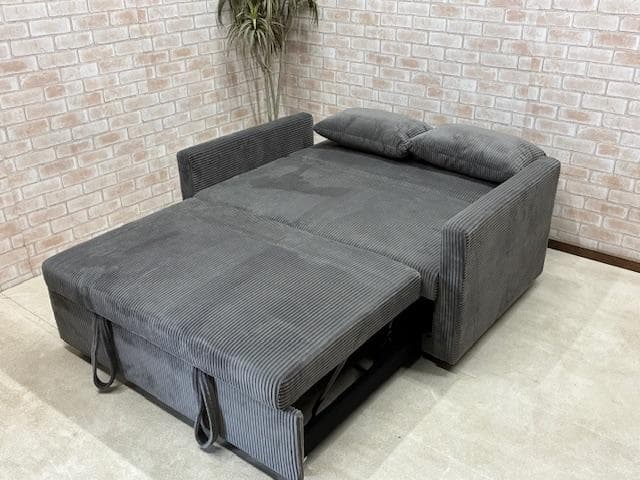ソファーベッド　ソファ　２人掛け　ブラウン　グレー　コーデュロイ　新品