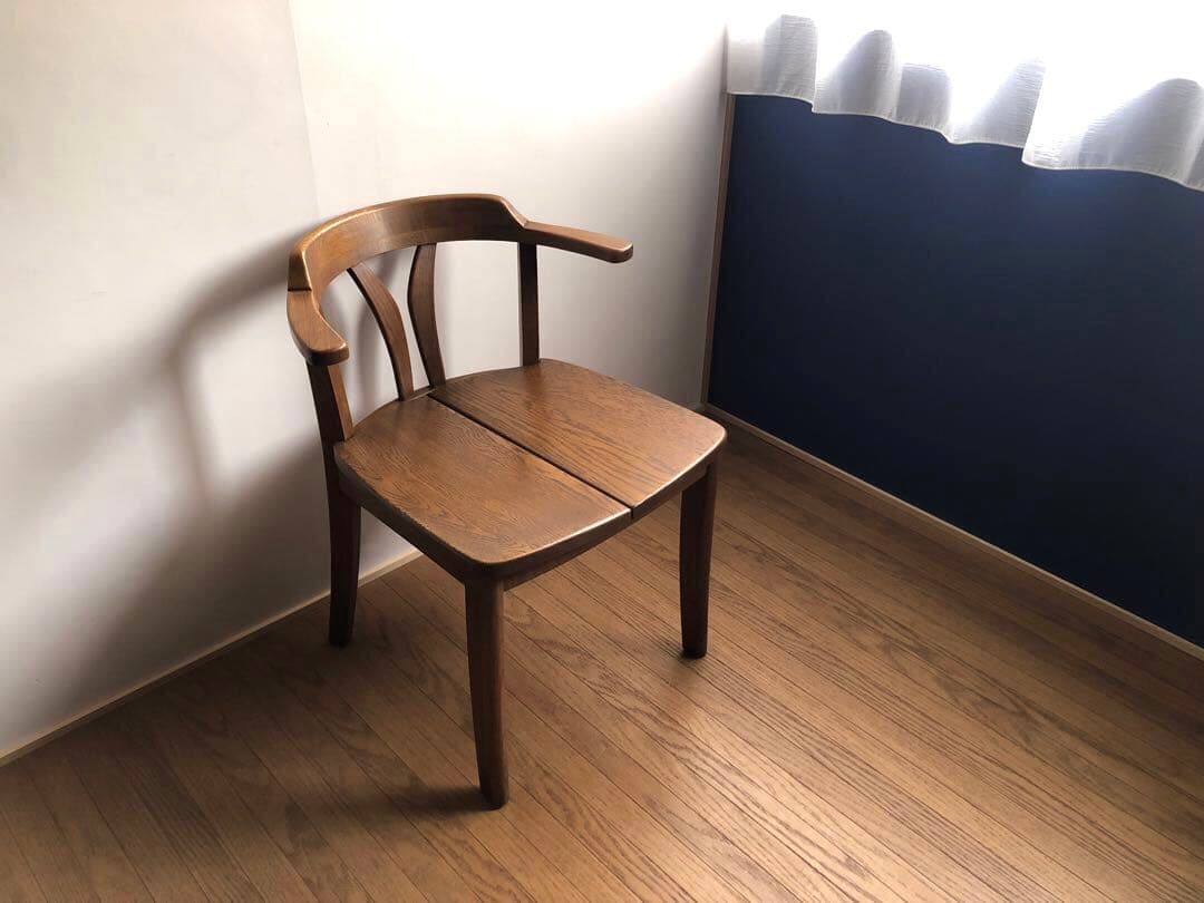 飛騨家具 浜本工芸 アームチェア① 肘掛け 安楽椅子 楢無垢材 昭和レトロ 民芸