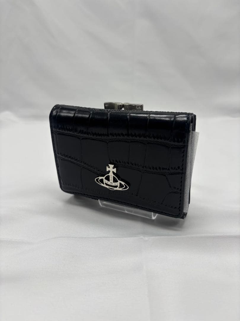 Vivienne Westwood ブラック クロコダイル柄　三つ折り財布