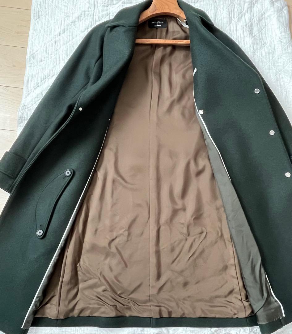UNITED TOKYO ダークグリーン ダブルブレスト チェスターコート