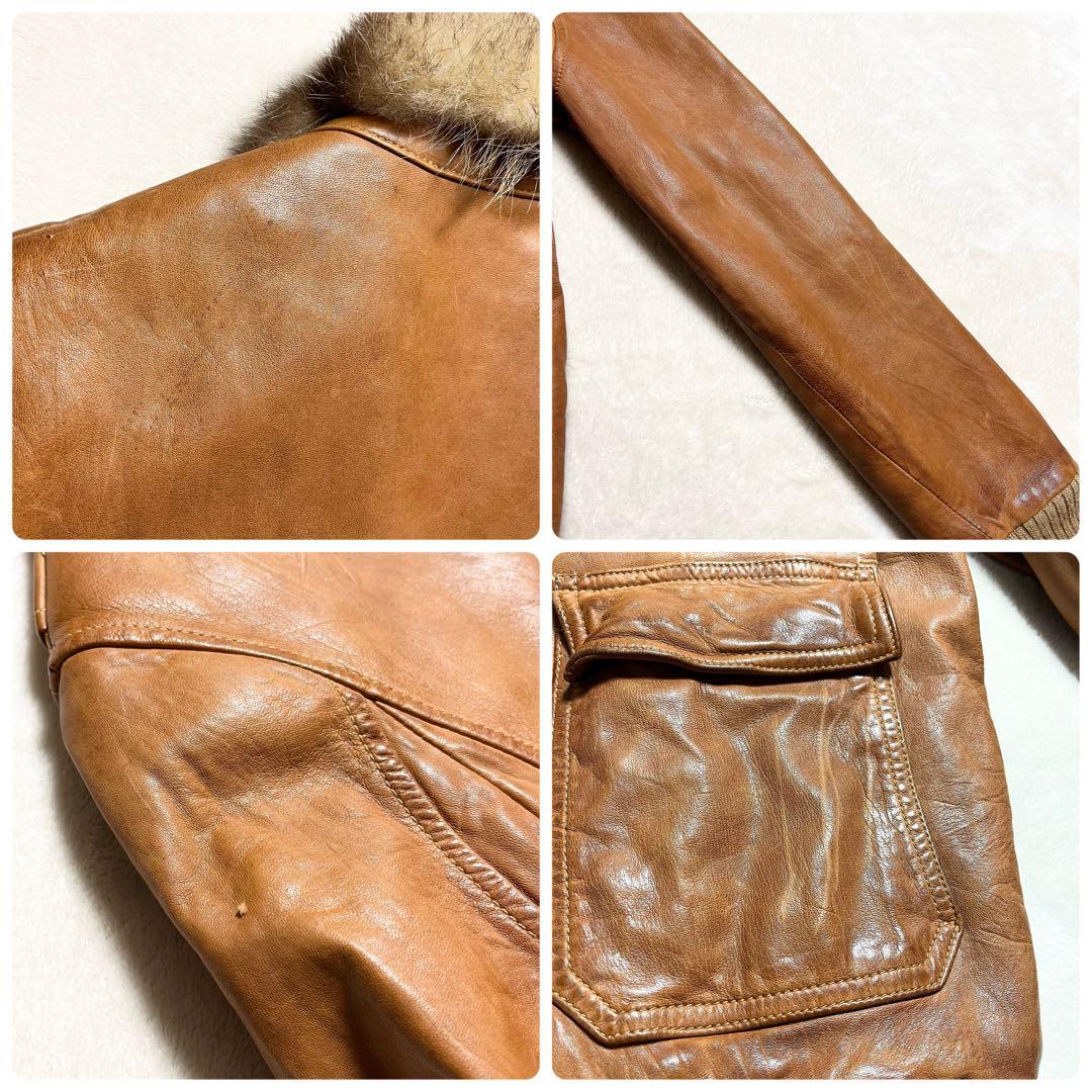 【希少】GIORGIO BRATO☆ライダース☆ファー付き☆羊革☆ブラウン☆48