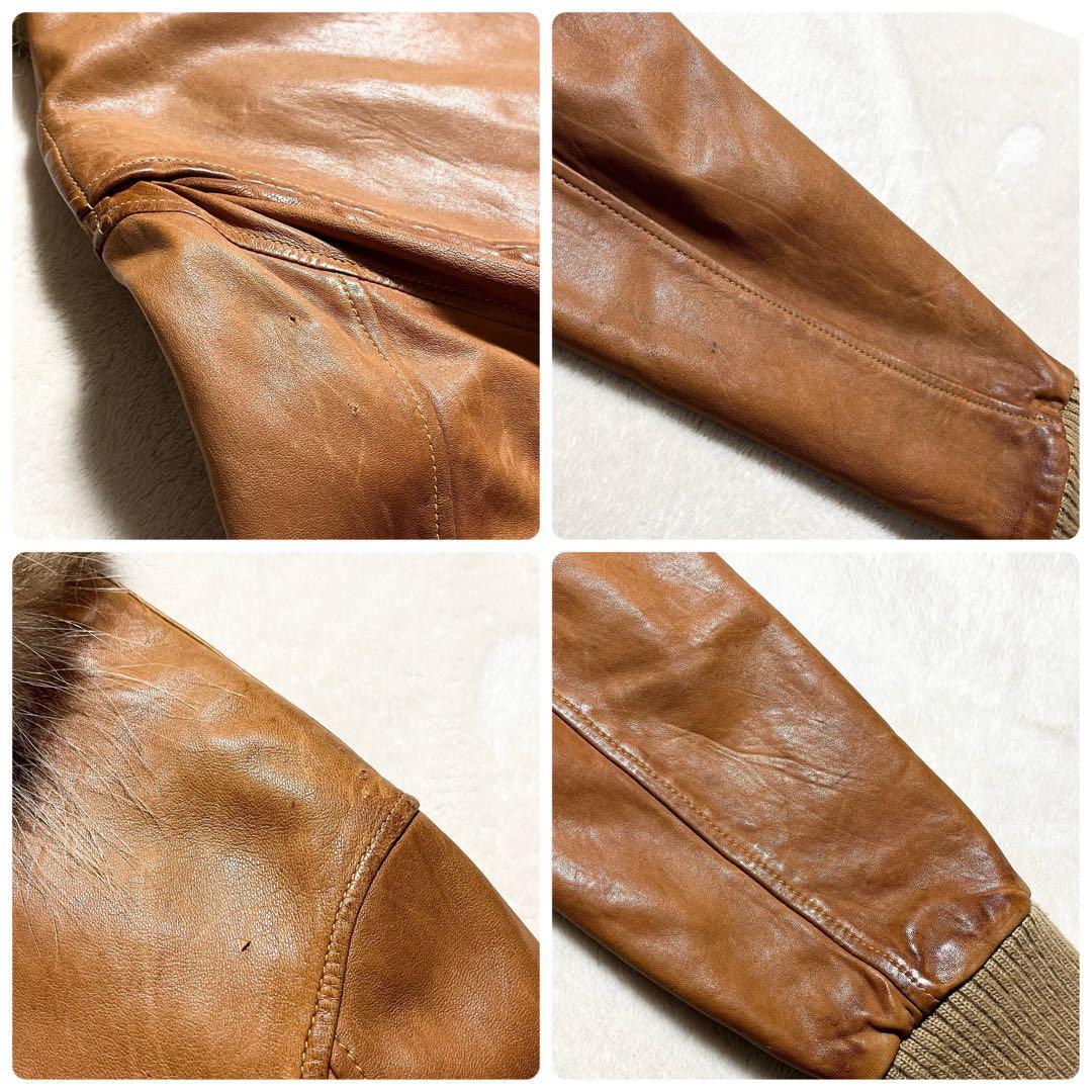 【希少】GIORGIO BRATO☆ライダース☆ファー付き☆羊革☆ブラウン☆48