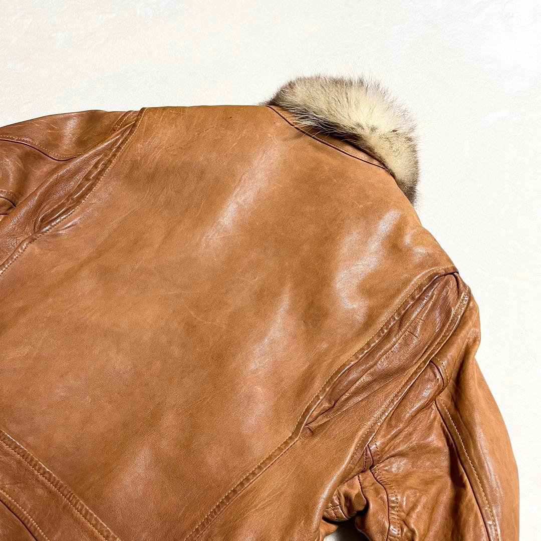 【希少】GIORGIO BRATO☆ライダース☆ファー付き☆羊革☆ブラウン☆48