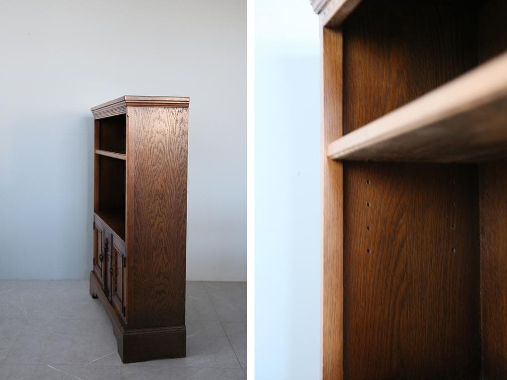 英国アンティーク木製ブックシェルフ/本棚/食器棚/飾り棚/収納ラック92-234